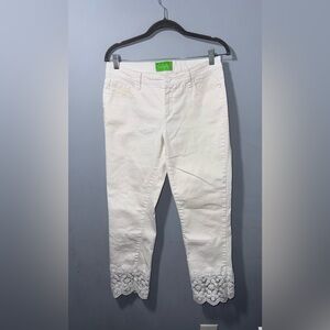 Pappagallo women’s white Embellished Skinny Crop Jeans size 8 EUC